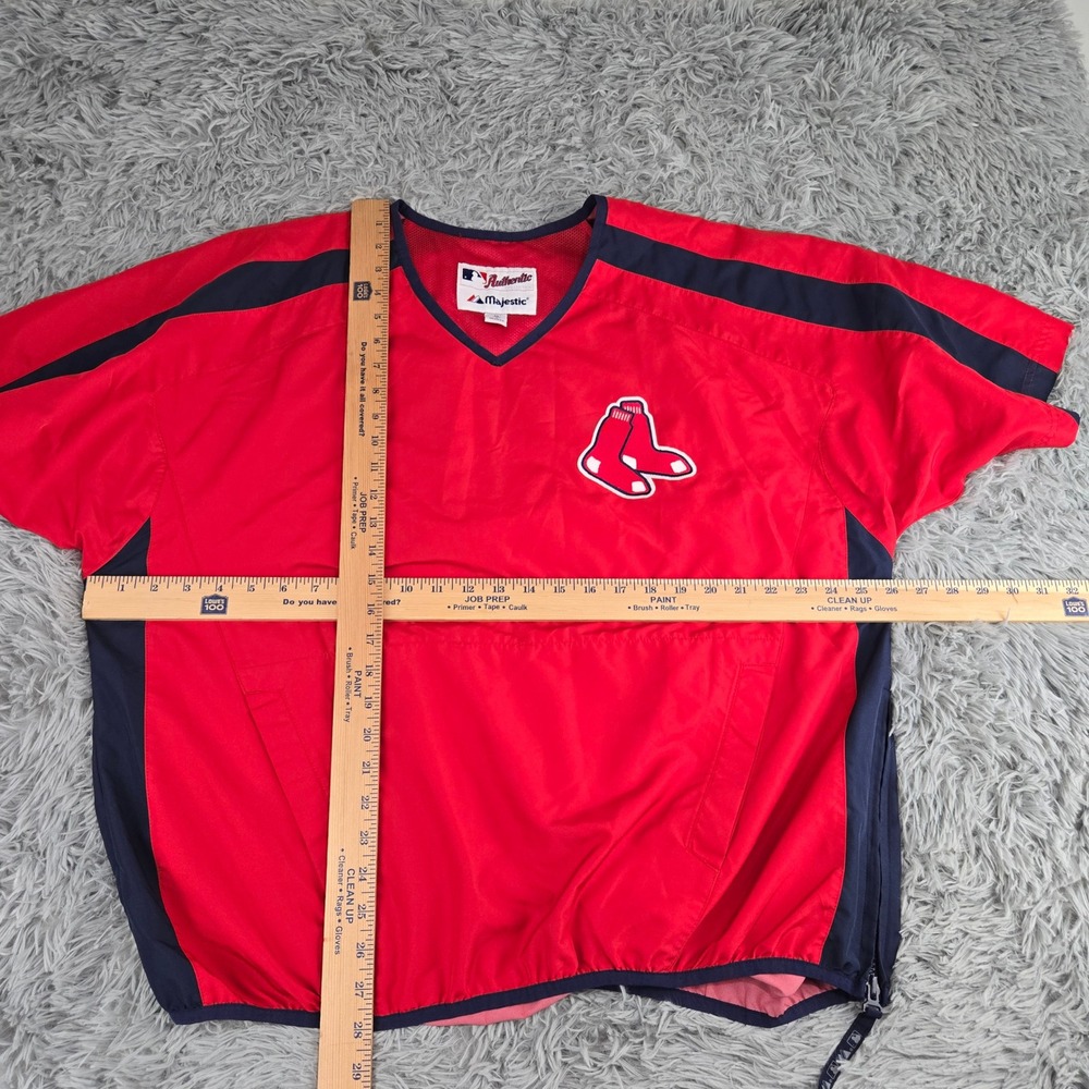 Majestic Boston Red Sox MLB Batting Jacket Mens Medium Red‎ Navy AJ754 Pullover - Picture 2 of 8